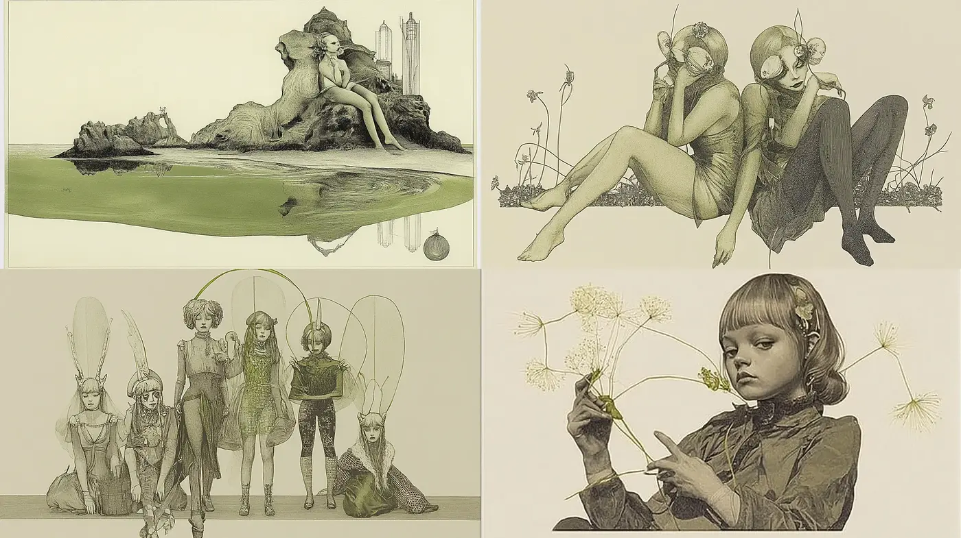 Ethereal Sepia Dreamscape: A Consistent Vision of Surrealist Nostalgia - Midjourney sref style