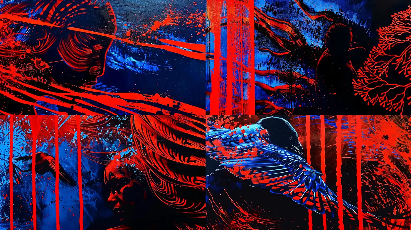 Vibrant Contrast of Tenebrism in Modern Expressionistic Art - Midjourney sref style