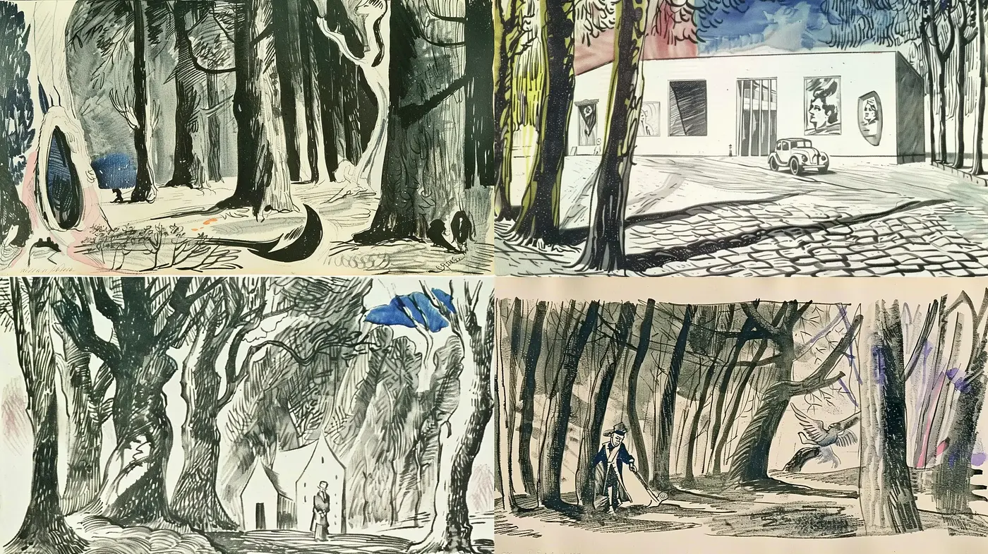 Whimsical Ink Sketches with Pastel Washes - Midjourney sref style