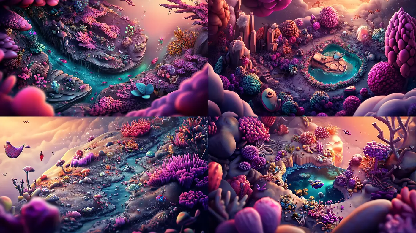 Ethereal Underwater Fantasy with Surreal Hues - Midjourney sref style