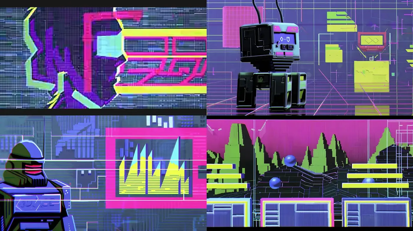 Futuristic Neon Cyberpunk Aesthetic with Retro Influences - Midjourney sref style