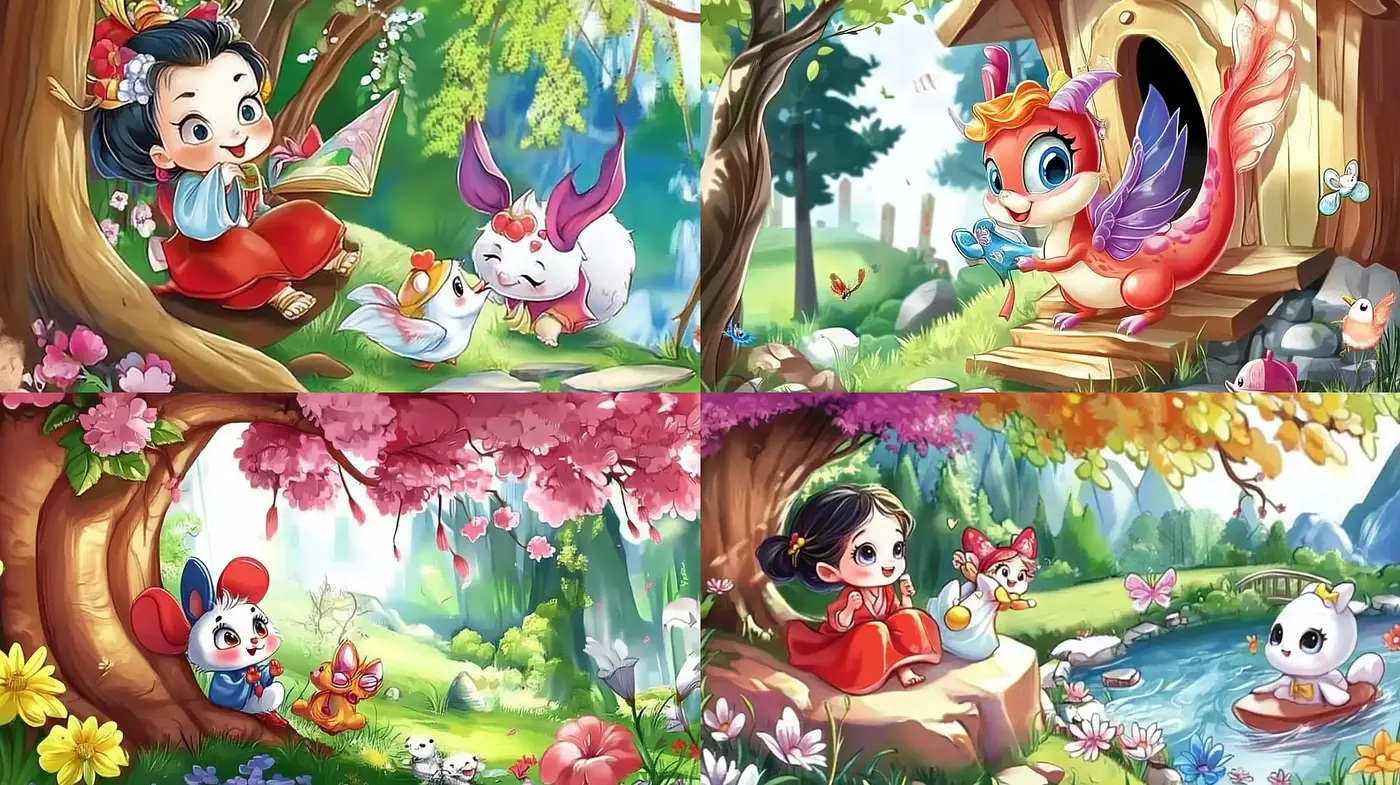Enchanting Whimsical Wonderland: A Vivid and Youthful Illustrative Style - Midjourney sref style