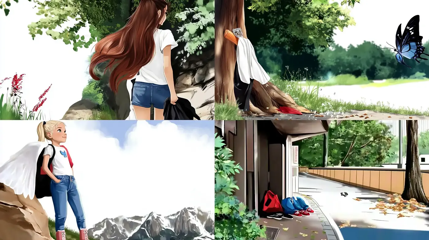 Serene Pastoral and Modern Fusion with a Hint of Manga Influence - Midjourney sref style