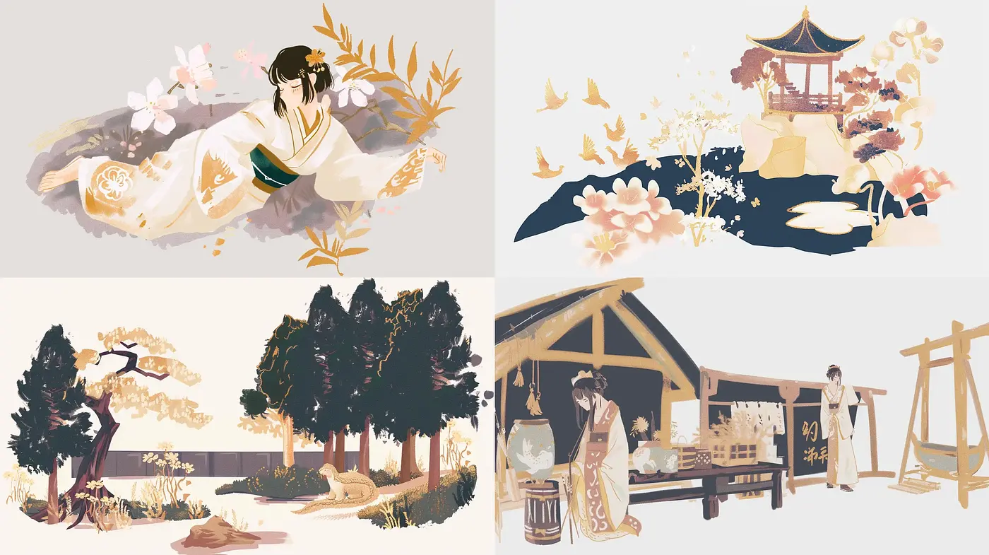 Ethereal Serenity: An Exploration of Stylized Japanese-Inspired Imagery - Midjourney sref style