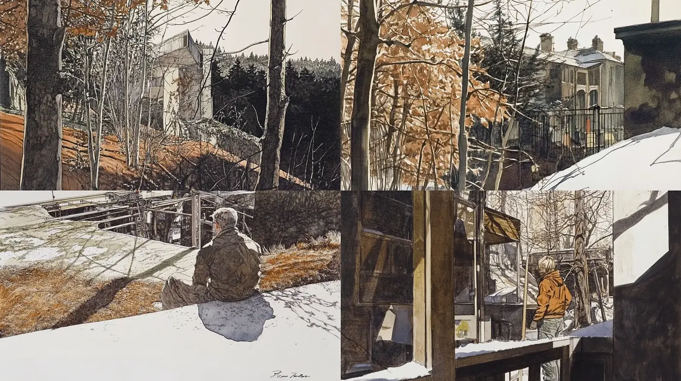Subdued Elegance in Earthy Watercolor Shades - Midjourney sref style