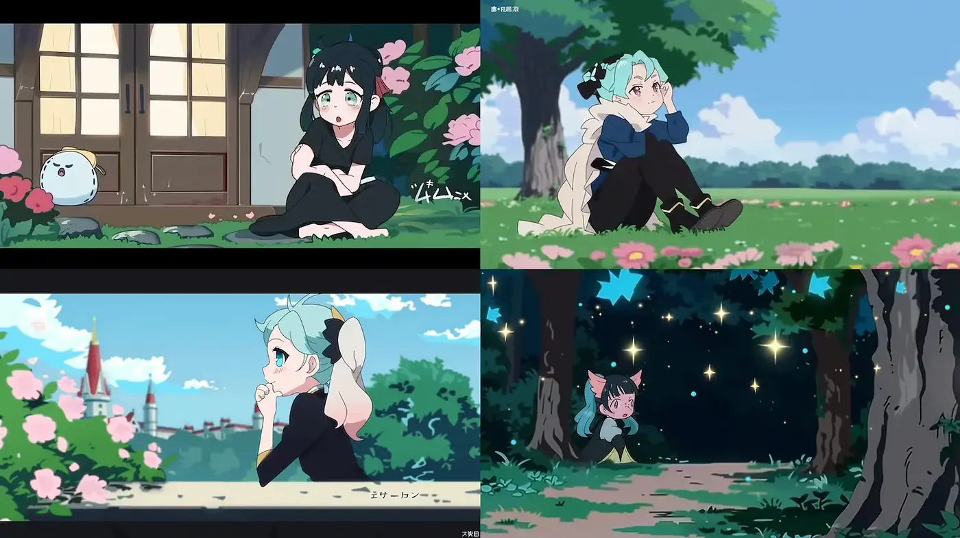 Whimsical and Lush Anime-Inspired Imagery with Pastel Accents - Midjourney sref style