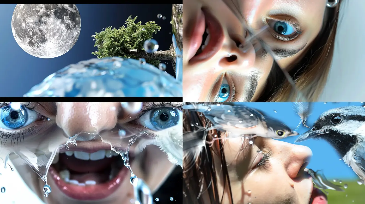 Hyper-Realistic Aquatic Hues Blending with Surreal Human Portraits - Midjourney sref style