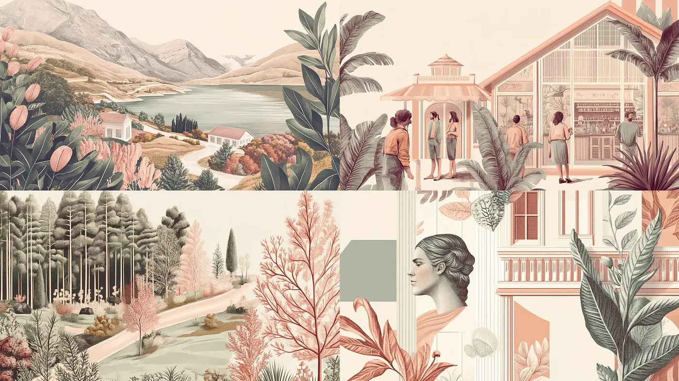 Pastel Serenity in Nature-infused Illustrations - Midjourney sref style