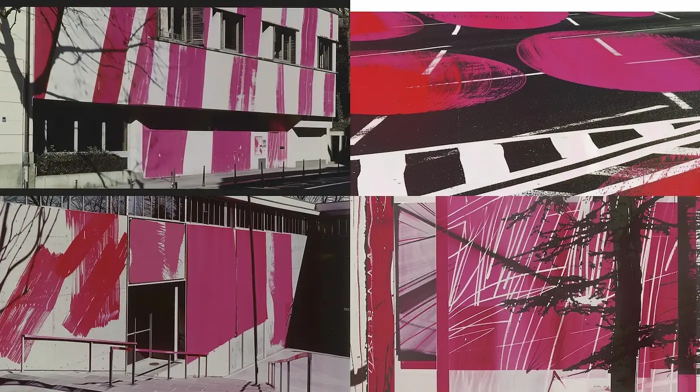 Bold Geometric Abstraction with Urban Context - Midjourney sref style