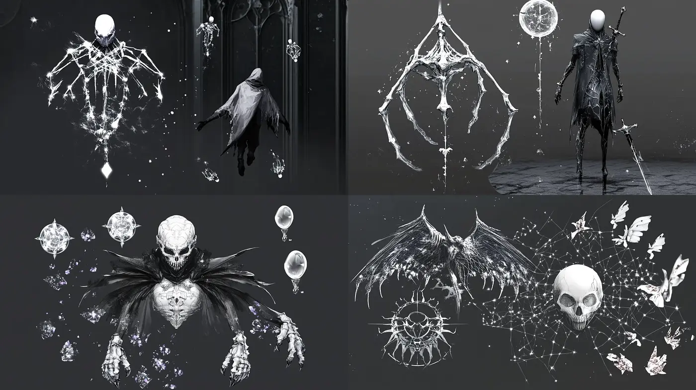 Gothic Elegance in Monochromatic Harmony - Midjourney sref style