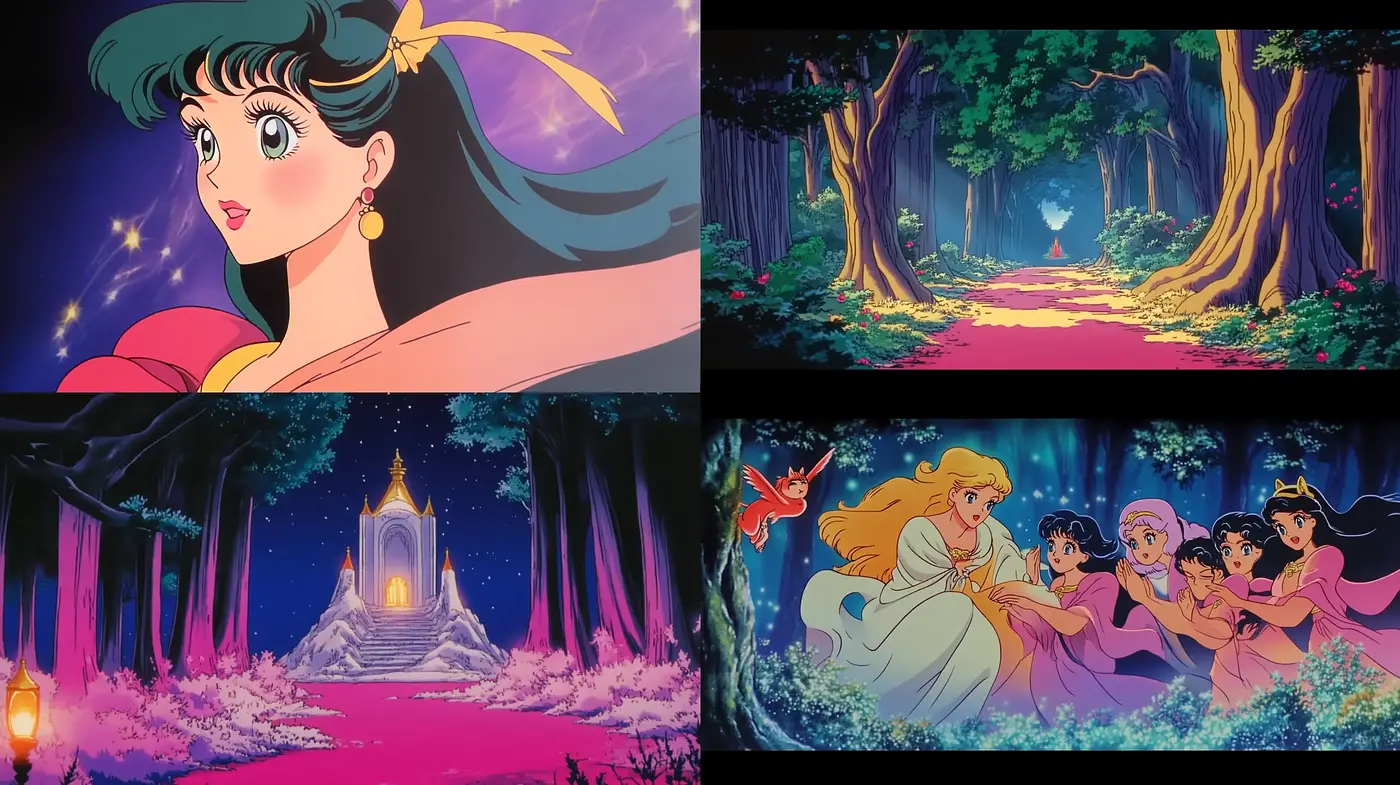 Enchanted Tales of Lush Harmony: A Dreamlike Anime Tapestry - Midjourney sref style