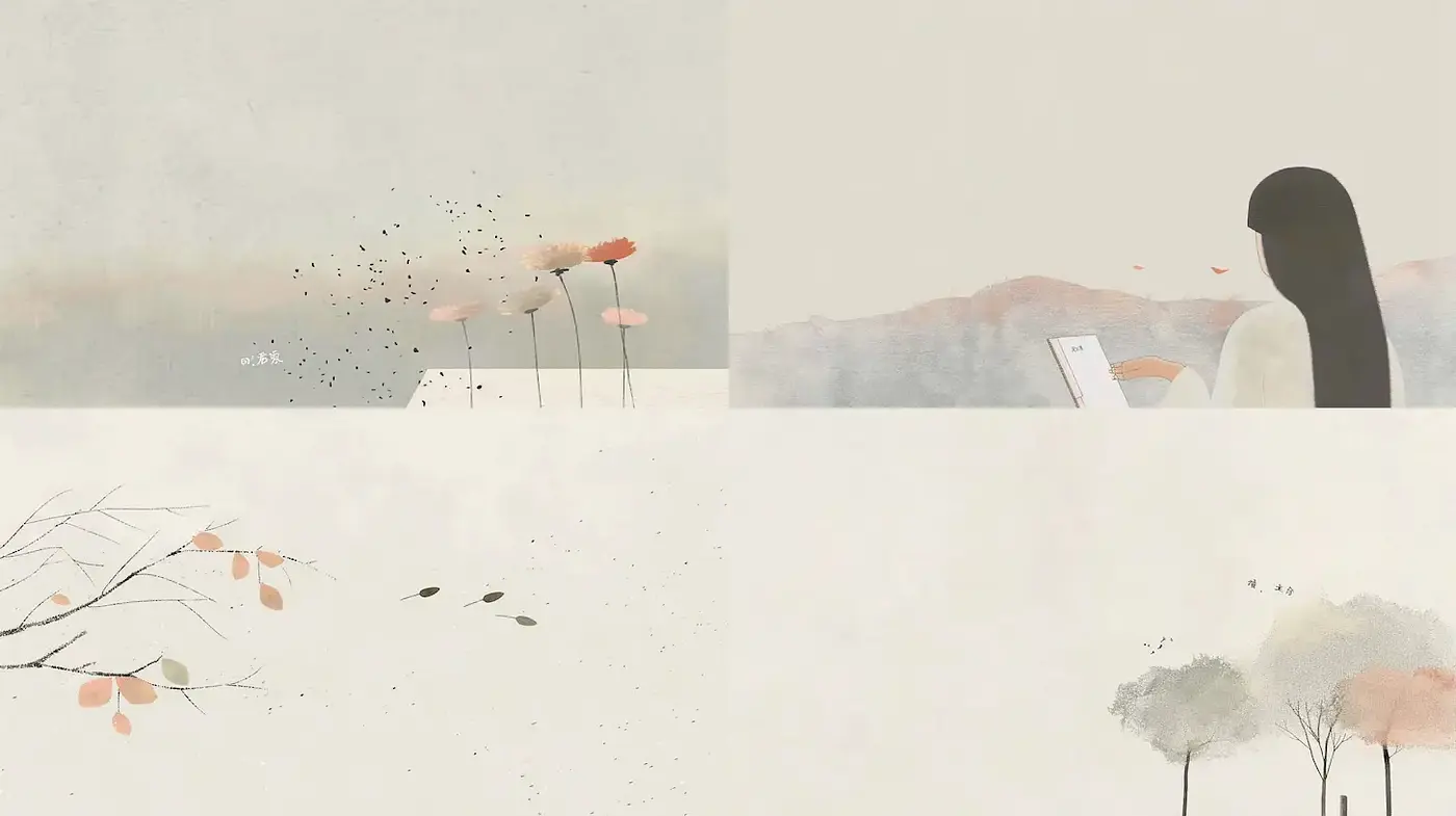 Gentle minimalist landscapes with subtle organic details - Midjourney sref style