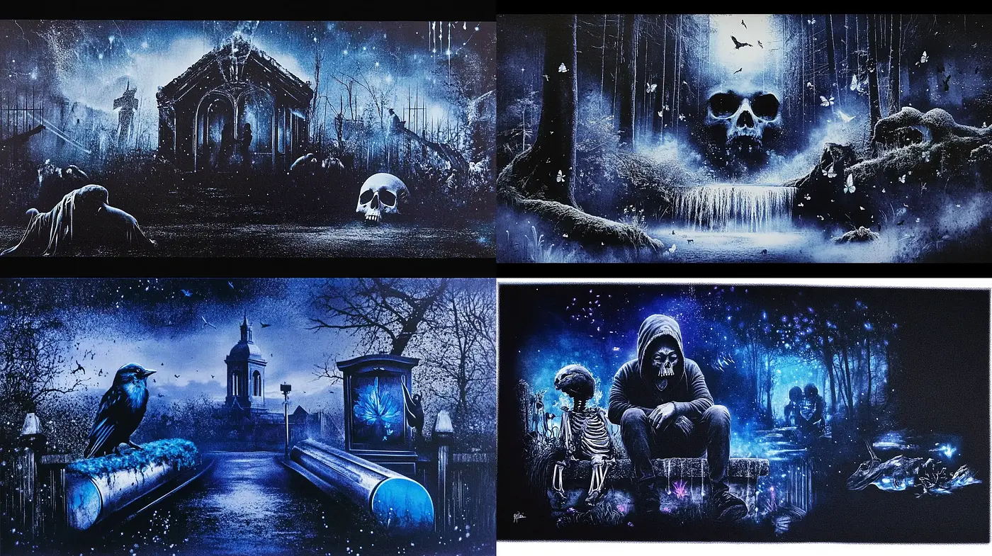 Eerie Nocturne Vignettes with a Gothic Ambience - Midjourney sref style