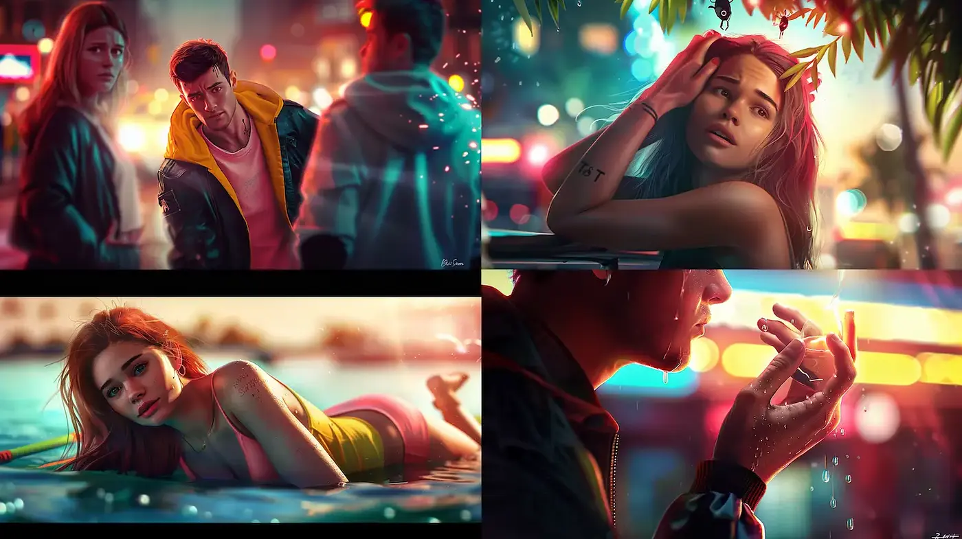 Stylized Digital Portraits with a Contemporary Urban Aesthetic - Midjourney sref style