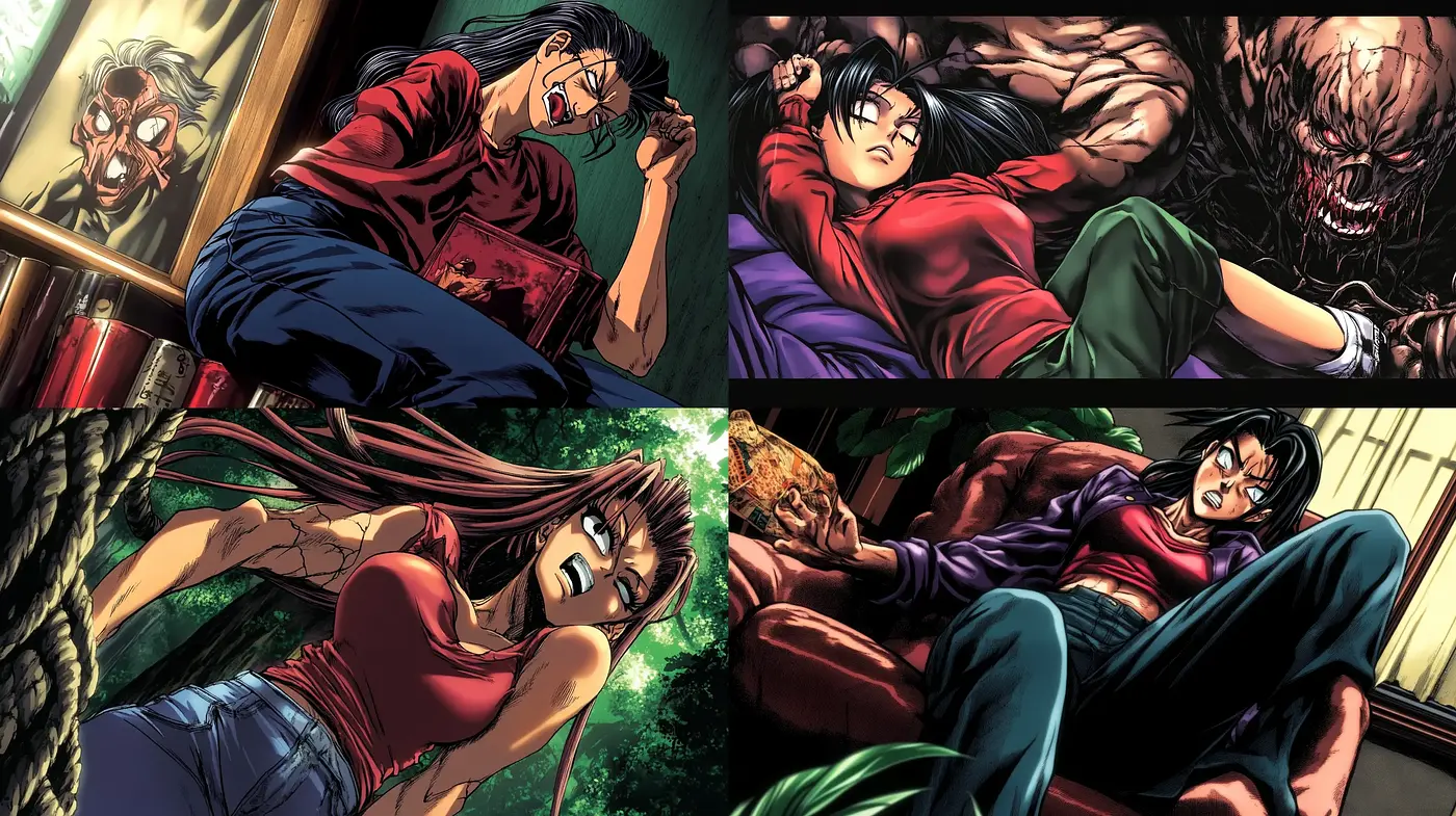 Dynamic Graphic Novel Intensity: Vivid Coloration and Bold Contouring - Midjourney sref style