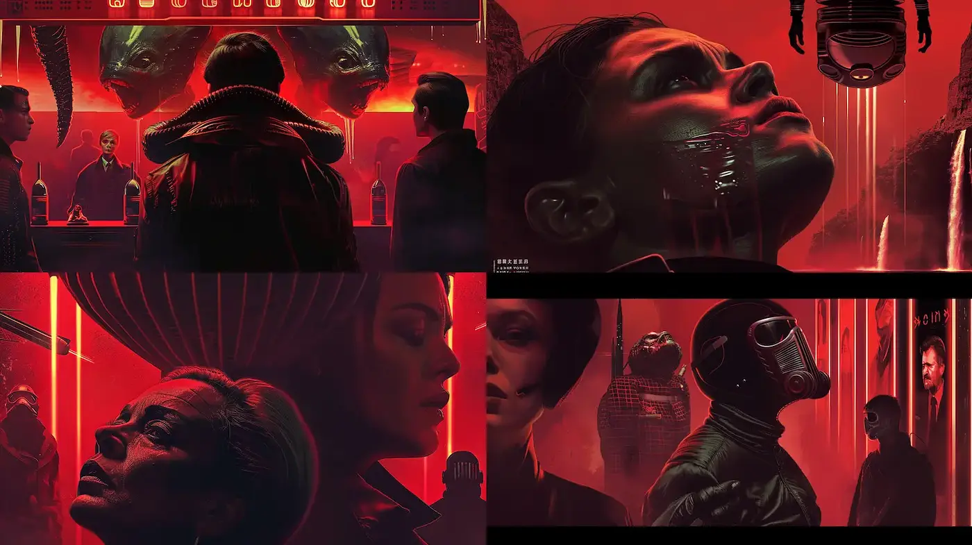 Dramatic Futuristic Portraits with Surreal Elements - Midjourney sref style