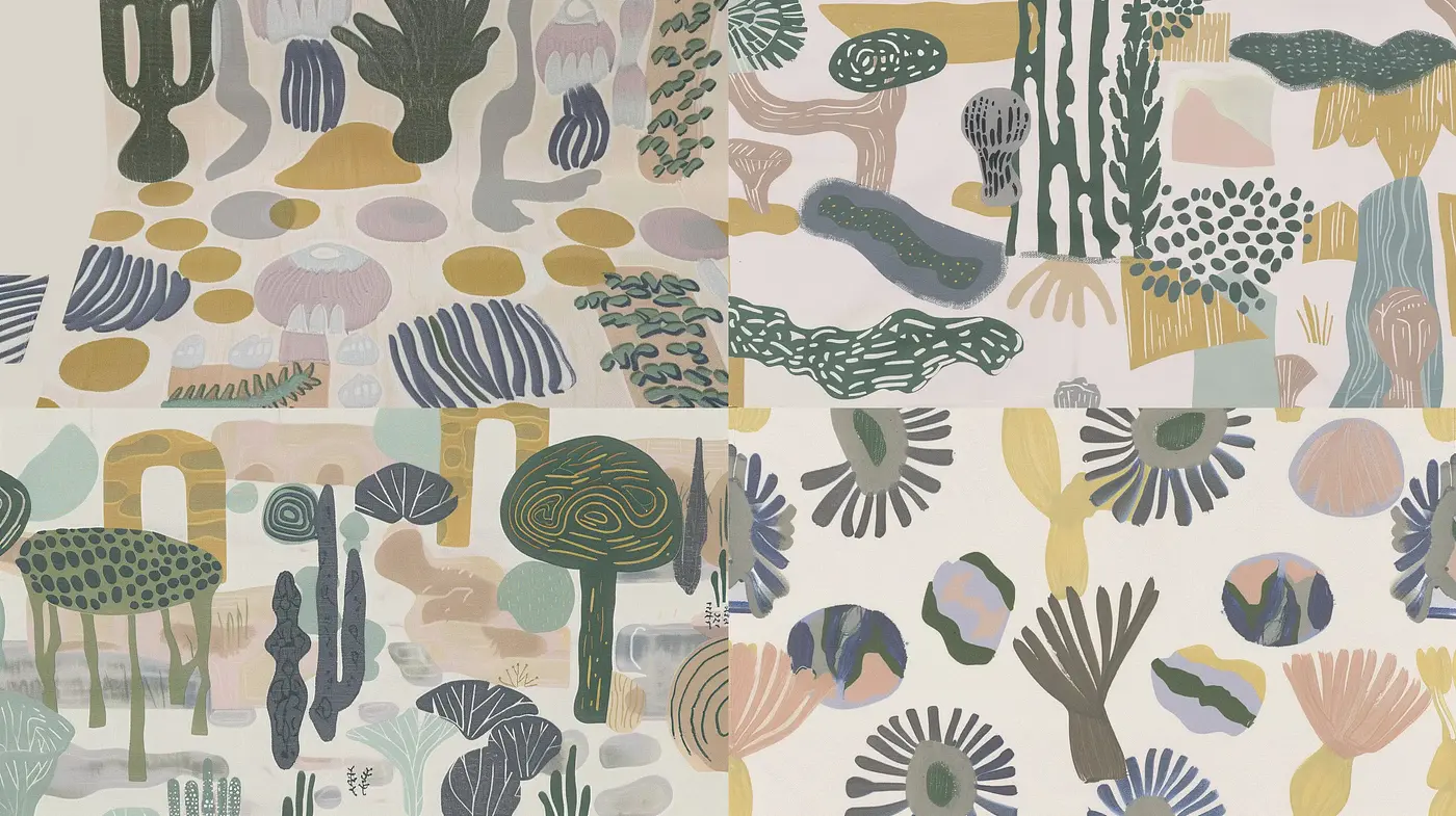 Harmoniously Abstract Natural Forms with a Mid-Century Modern Aesthetic - Midjourney sref style