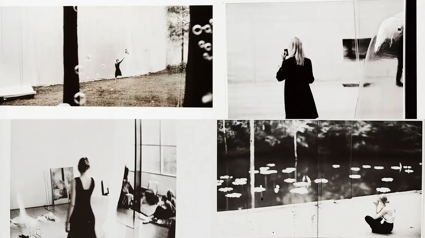 Ephemeral Moments in Monochrome: A Homage to Reflection and Texture - Midjourney sref style