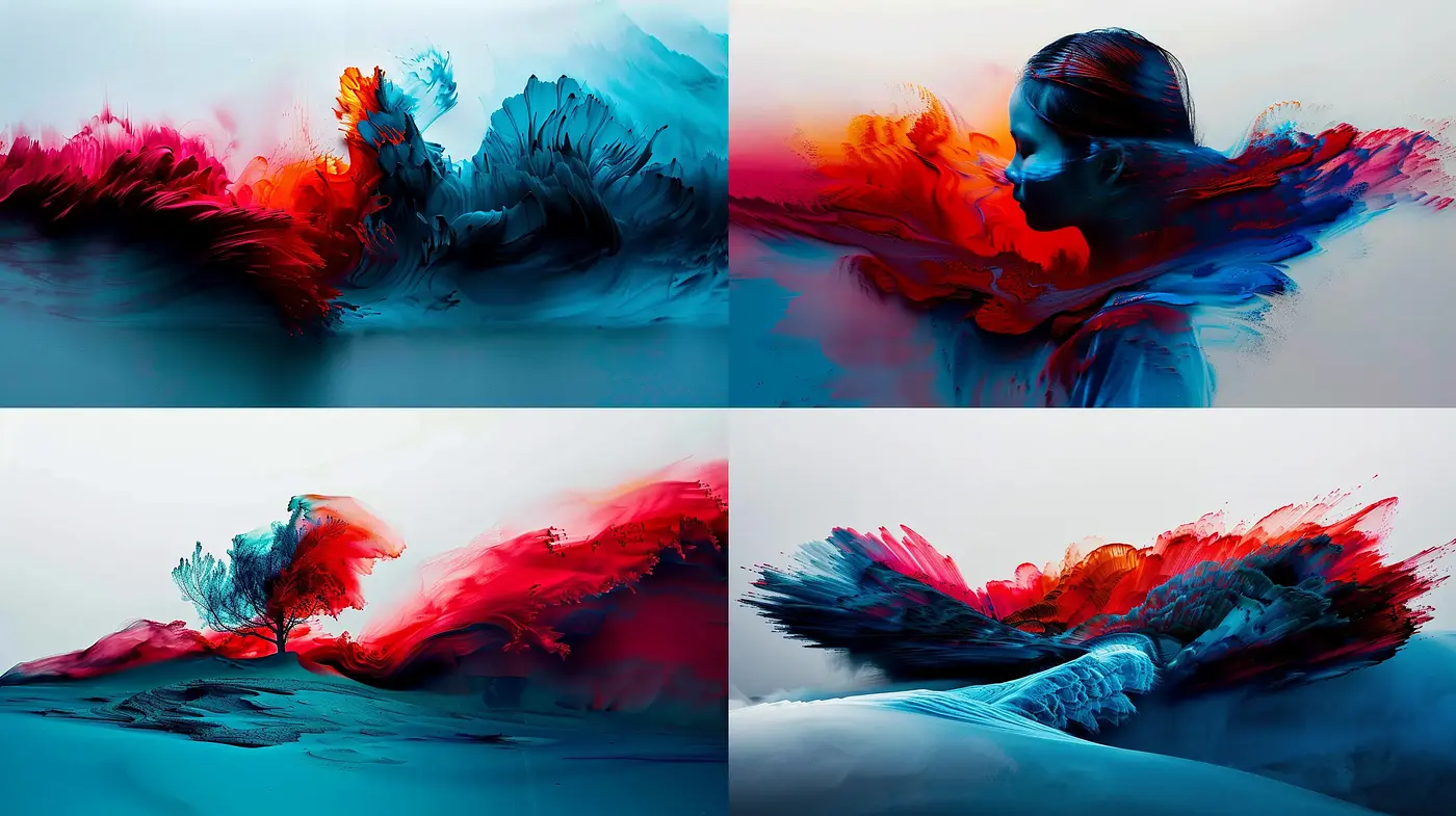 Abstract Chromatic Fluidity: An Exploration of Form and Color - Midjourney sref style