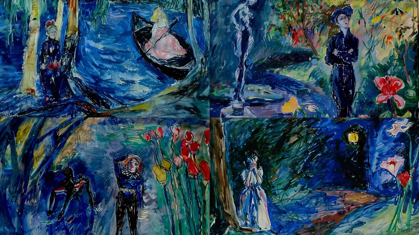 Expressionist Nocturne: A Vivid Dance of Brush Strokes and Twilight Hues - Midjourney sref style
