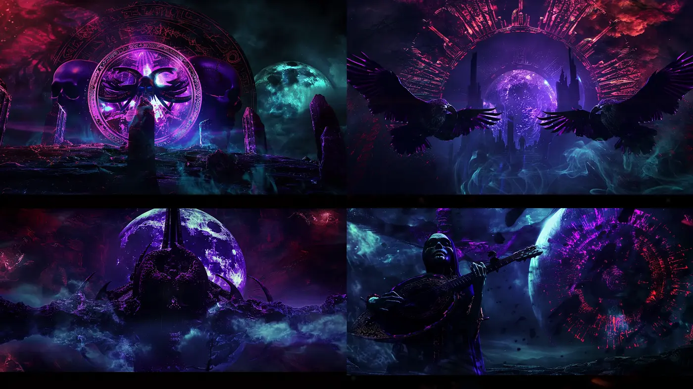 Ethereal Nocturnal Visions: A Fusion of Mystic Sci-fi and Fantasy Artistry - Midjourney sref style