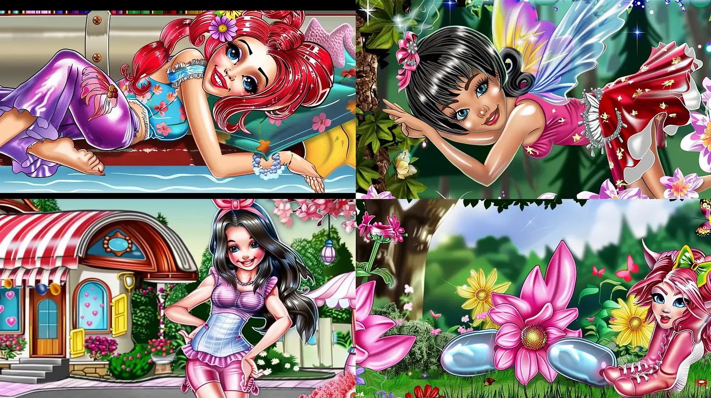 Vibrant Fairy Tale Whimsy: A Lush, Playful Symphony of Color and Light - Midjourney sref style