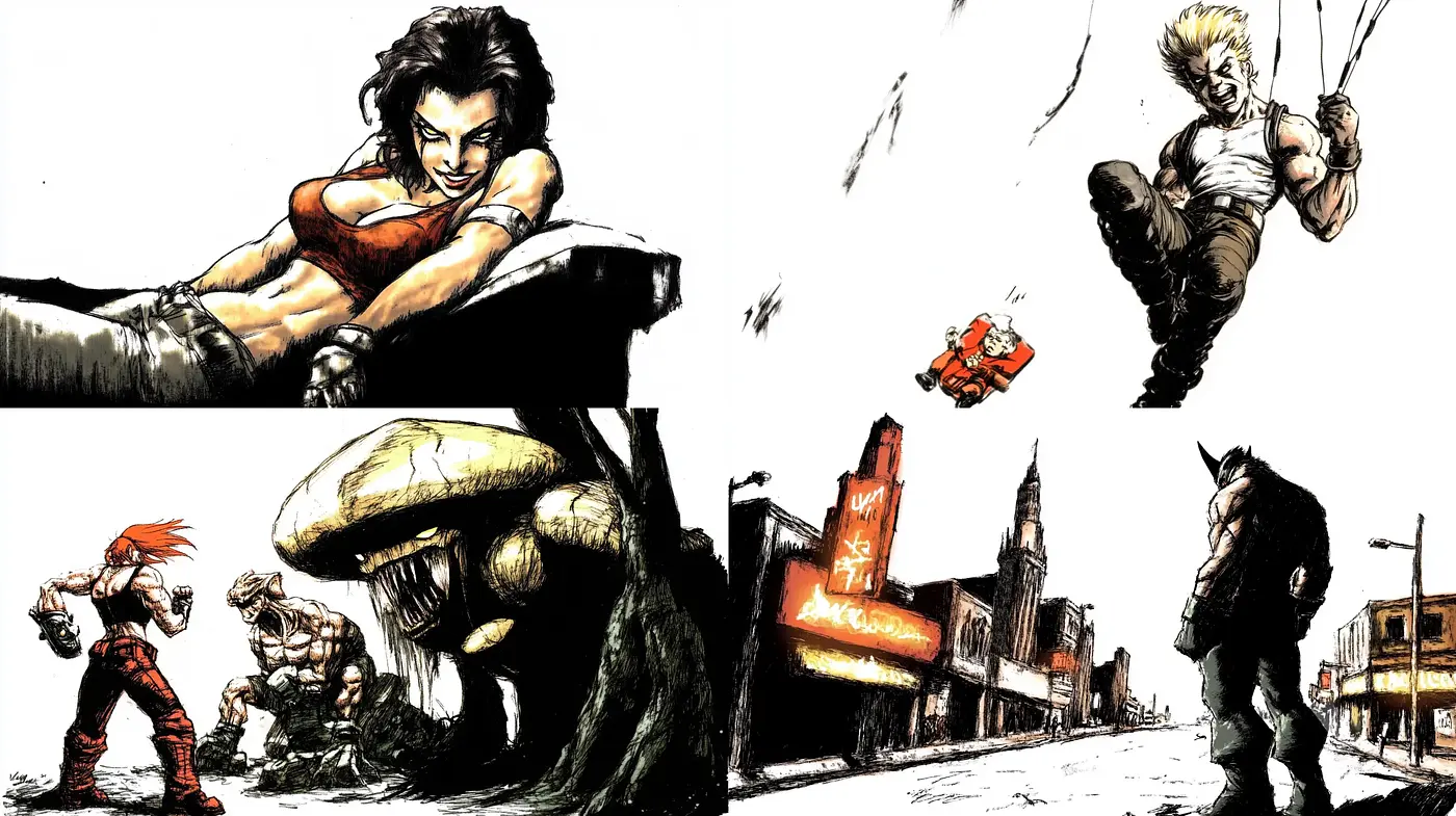 Dynamic Brushwork and Vivid Contrasts in Modern Comic-Inspired Art - Midjourney sref style