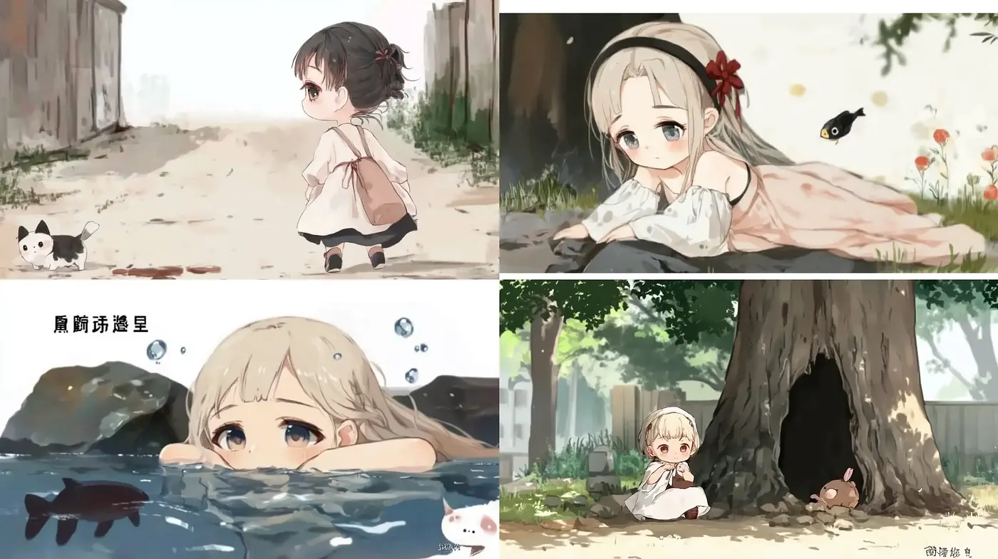 Serene Pastel Dreams: A Soft Anime-style Watercolor Collection - Midjourney sref style