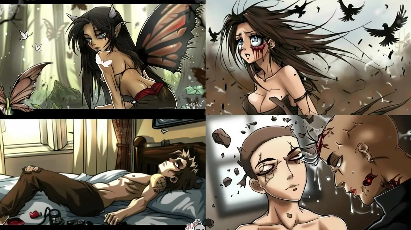 Dramatic Anime-Influenced Emotional Renderings - Midjourney sref style