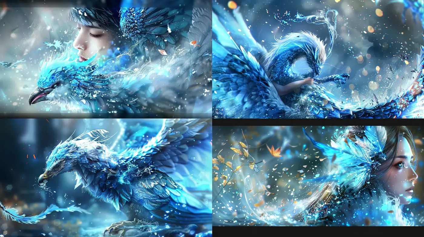 Ethereal Azure Dreamscape with Fantastical Elements - Midjourney sref style