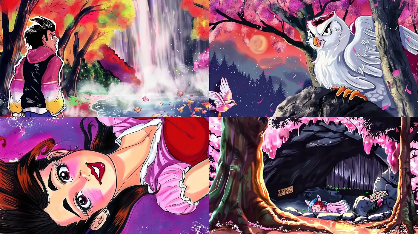 Luminous Chromatic Fusion: A Blend of Vivid Anime and Impressionistic Influences - Midjourney sref style