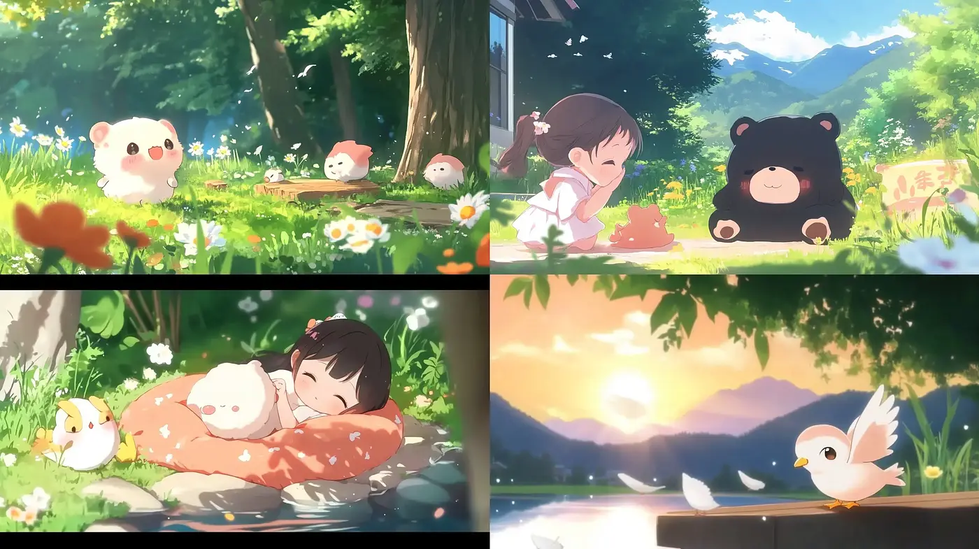 Serene Pastoral Harmony: An Anime-Inspired Ode to Nature and Friendship - Midjourney sref style