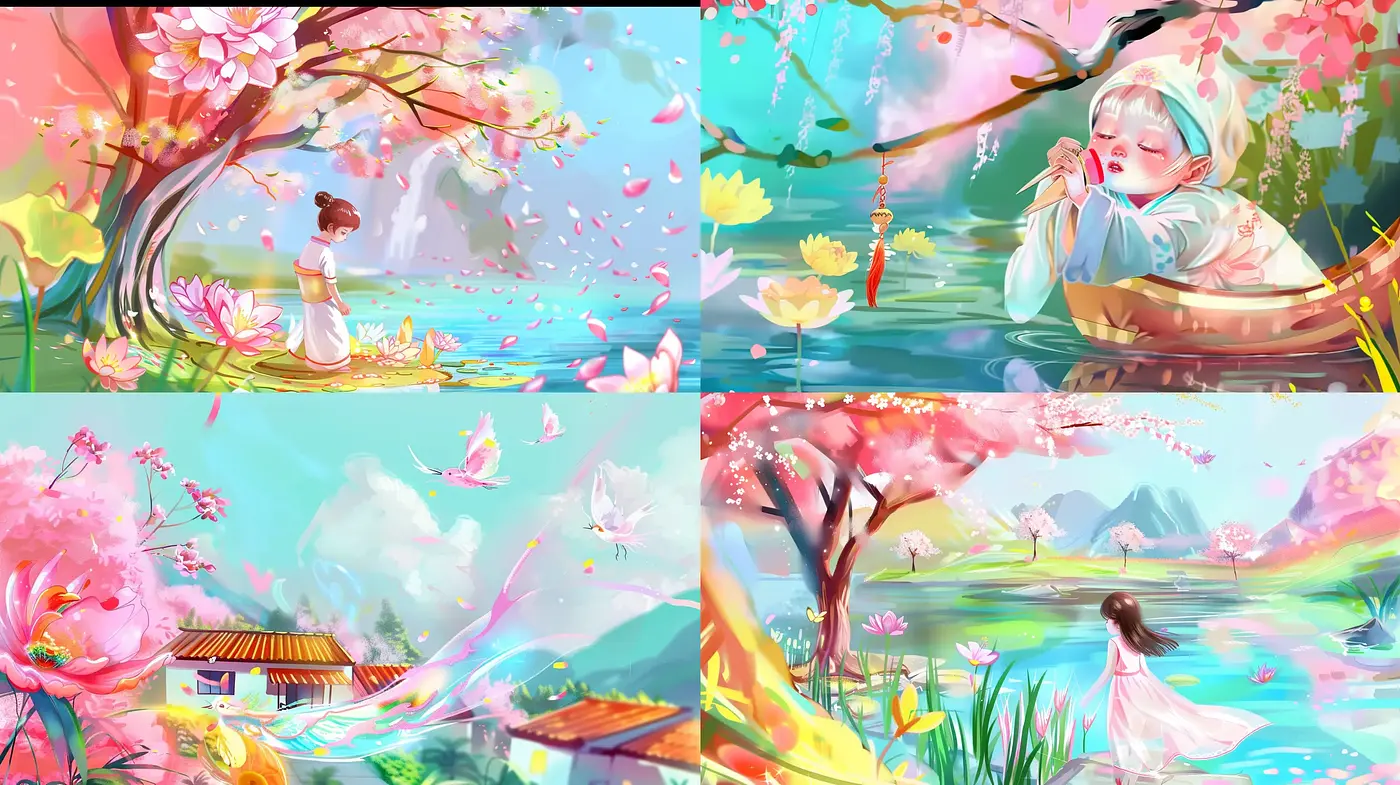 Ethereal Pastel Dreamscape in Lush Brushwork - Midjourney sref style