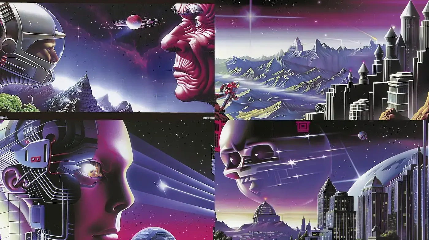 Dramatic Sci-Fi Futurism with Retro Aesthetics - Midjourney sref style