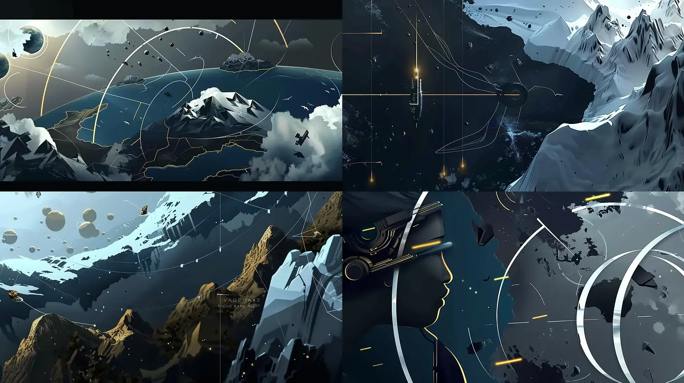Ethereal Geometric Dreamscape with Monochromatic Palette and Futuristic Undertones - Midjourney sref style