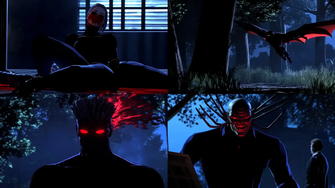 Nocturnal Elegance with a Sinister Crimson Touch - Midjourney sref style