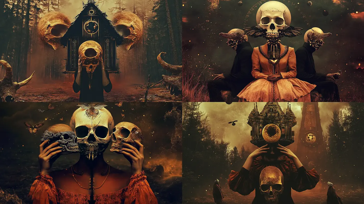 Surreal Macabre Elegance with a Dark Autumnal Essence - Midjourney sref style