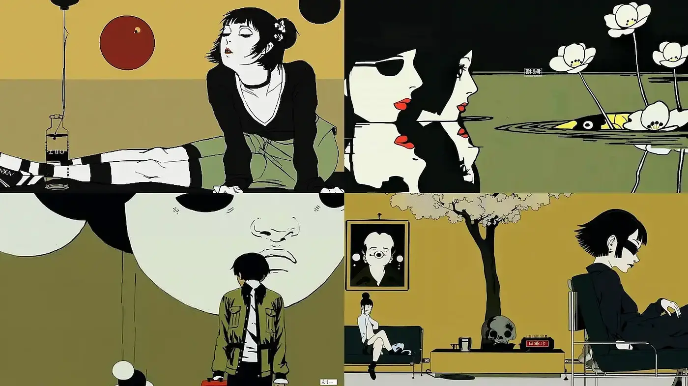 Stylized Illustrations with a Contemporary Edge and a Nod to Retro Aesthetics - Midjourney sref style