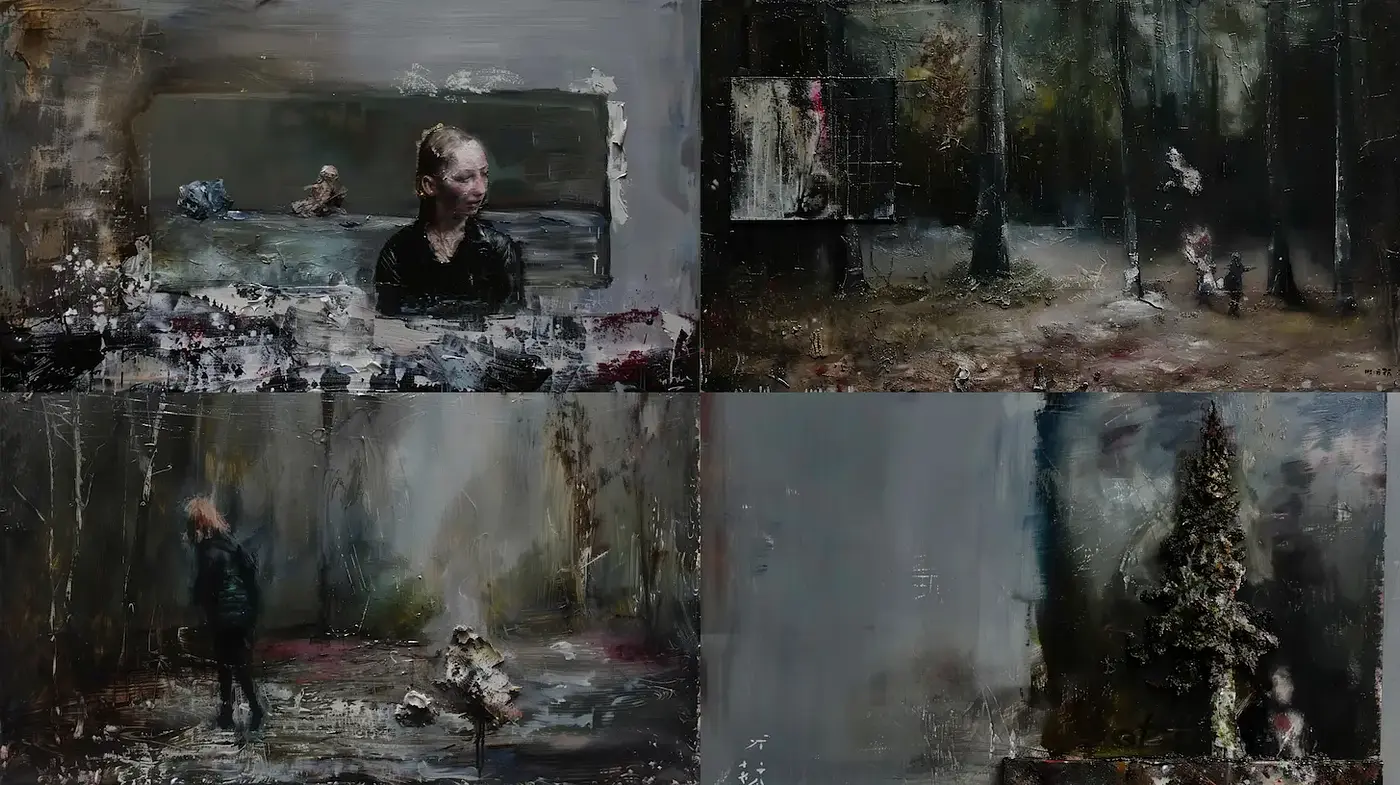 Moody and Textured Impressionism with a Contemporary Edge - Midjourney sref style