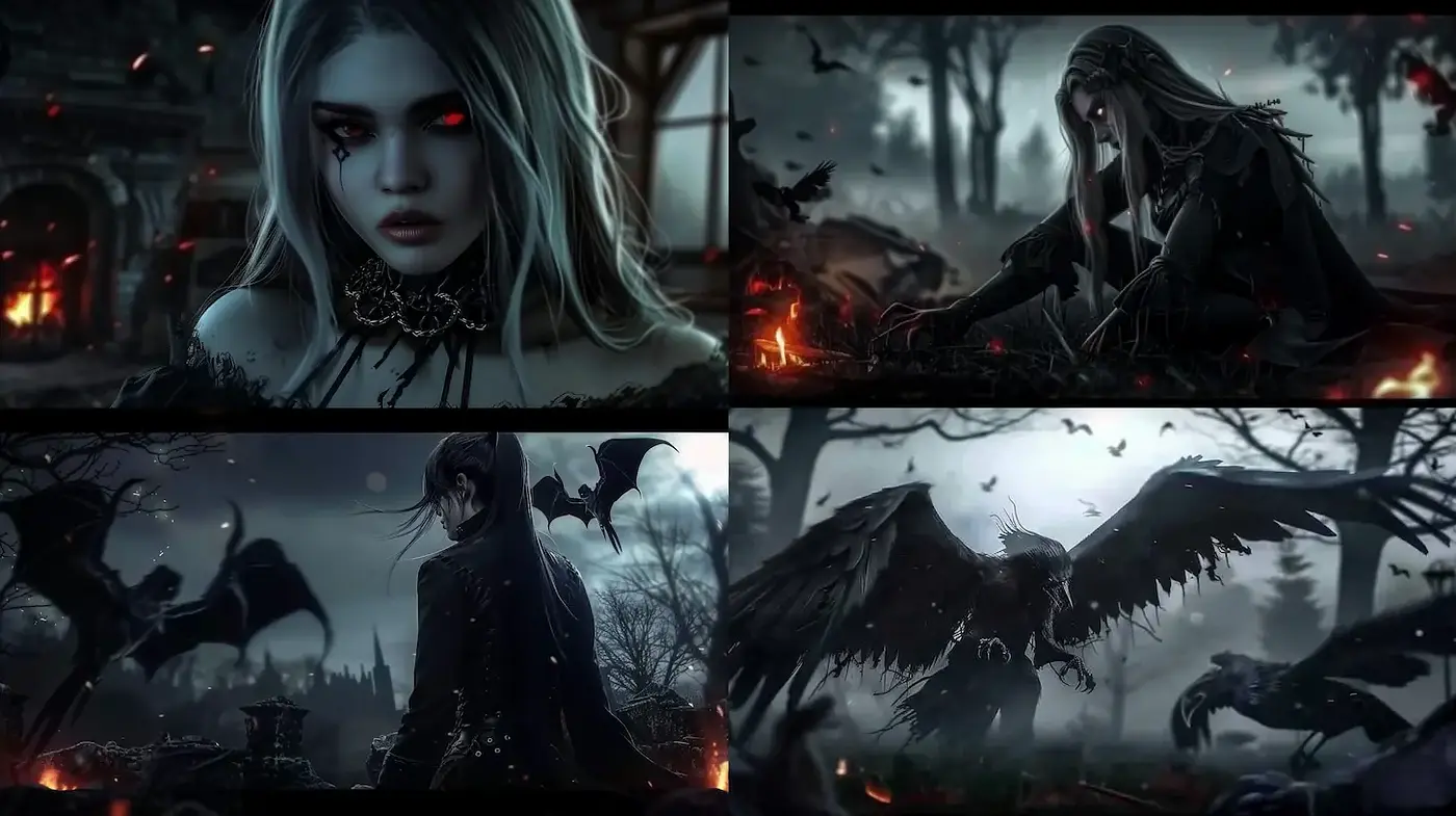 Dark Gothic Fantasy with Haunting Elements - Midjourney sref style