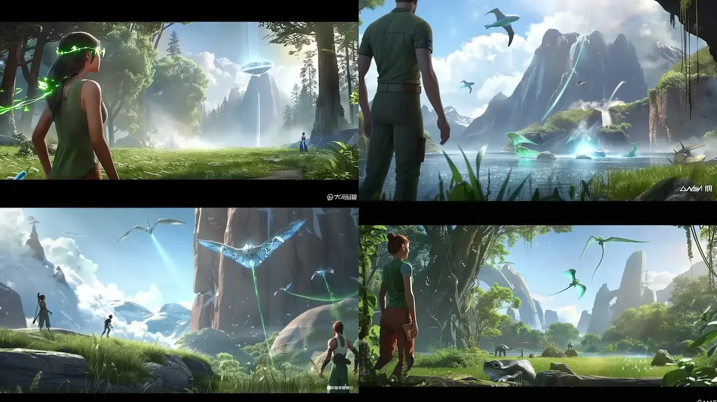 Futuristic Exploration in Lush Landscapes with a Whimsical Touch - Midjourney sref style