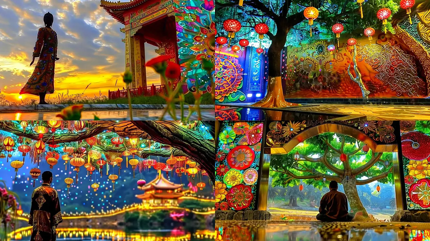 Luminous Enchantment: A Vivid Tapestry of Eastern-Inspired Imagery - Midjourney sref style