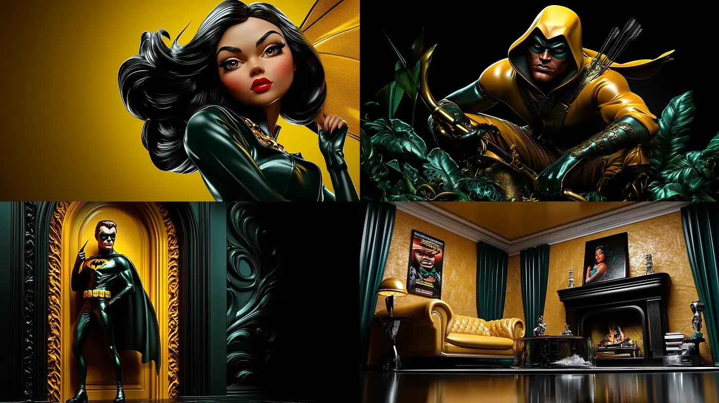 Glossy Noir Elegance with a Graphic Novel Flair - Midjourney sref style