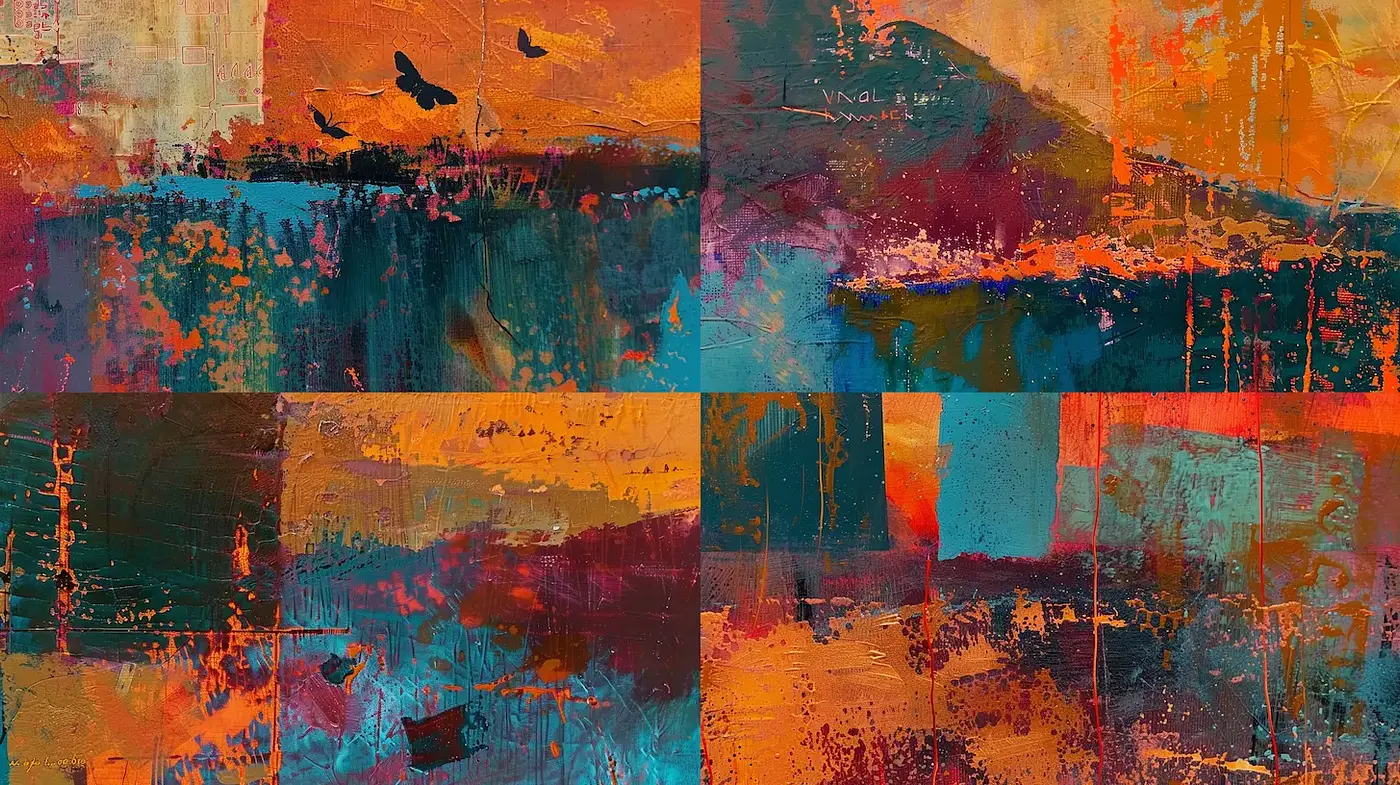 Vibrant Abstract Expressionism with Textural Depth - Midjourney sref style