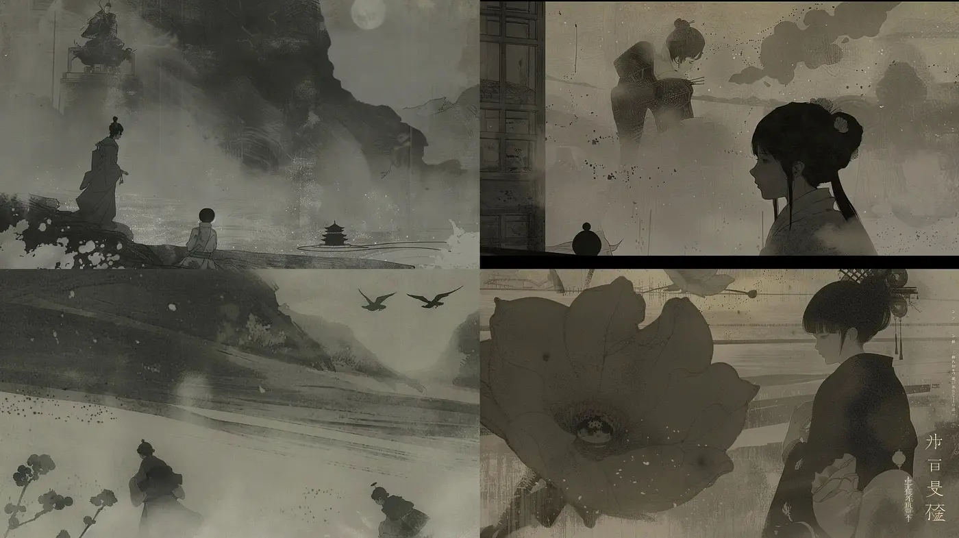 Monochromatic Ethereal Dreamscape Renderings - Midjourney sref style
