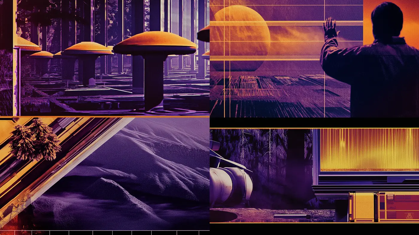 Retrofuturistic Elegy: A Synthesis of Neon-Noir and Nature - Midjourney sref style