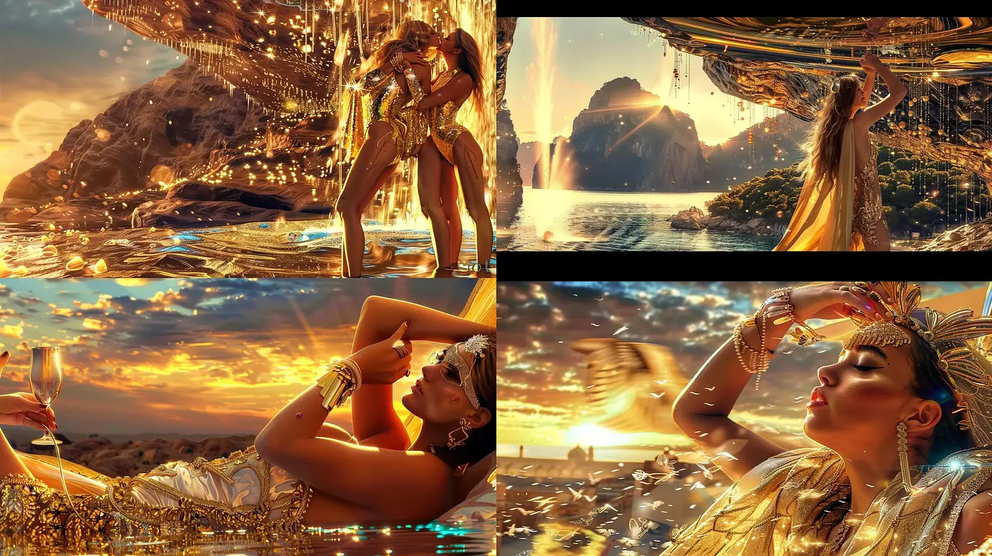 Sun-Kissed Golden Fantasy Panoramas - Midjourney sref style