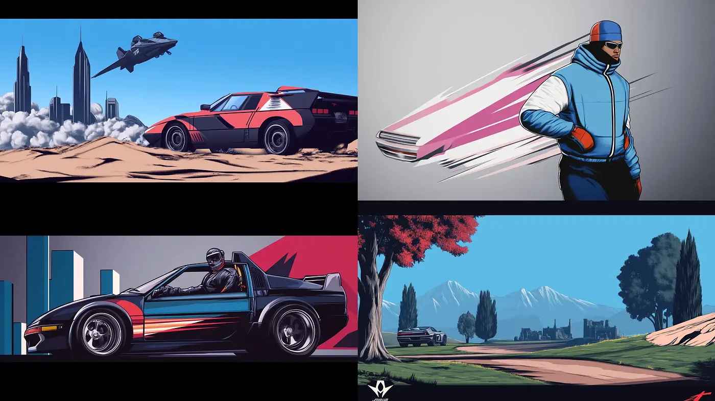 Futuristic Retro Synthwave Panorama - Midjourney sref style