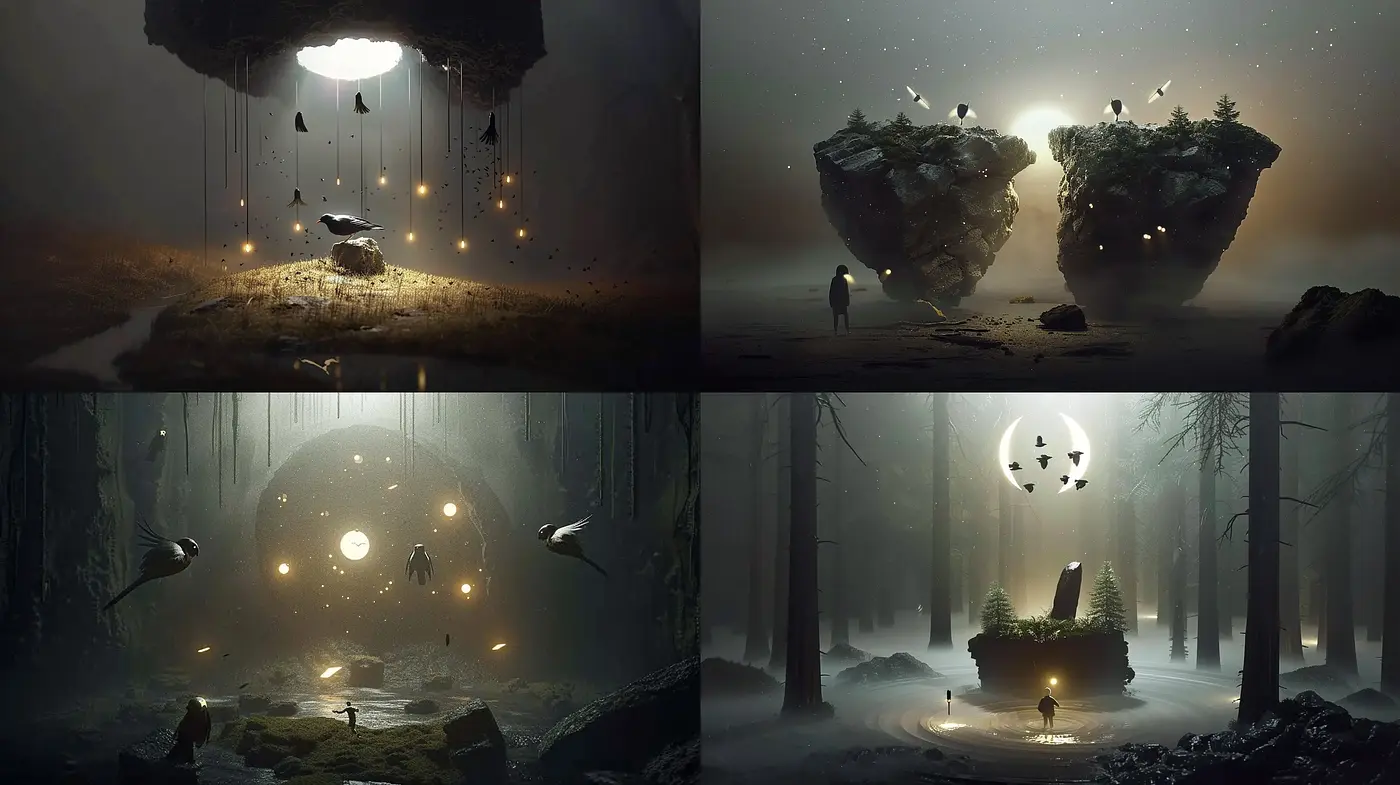 Ethereal Dreamscape Fusion with Surreal Floating Islands and Luminous Details - Midjourney sref style