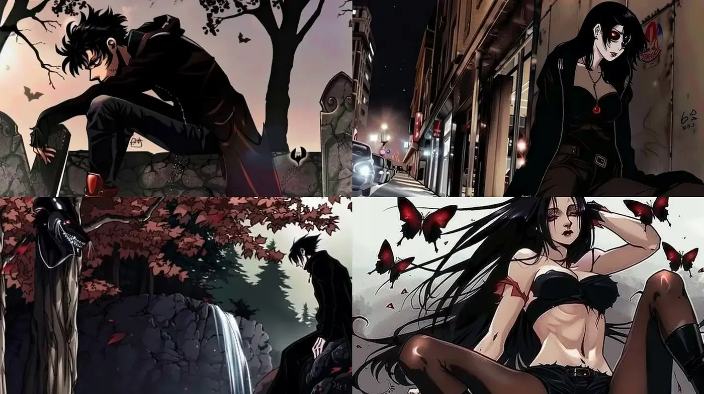 Mysterious and Atmospheric Urban Gothic Style with Anime Influences - Midjourney sref style
